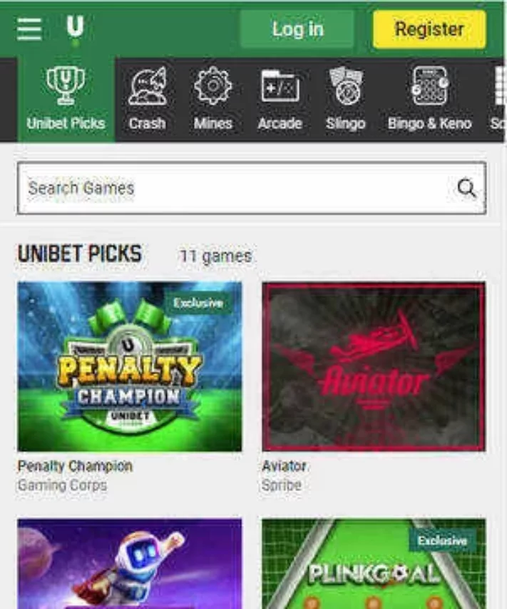 Unibet site snapshot