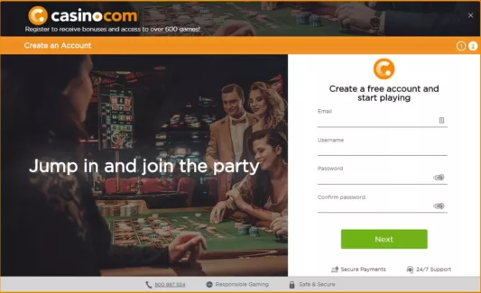 casino.com sign up page