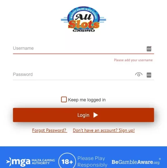 all slots casino login