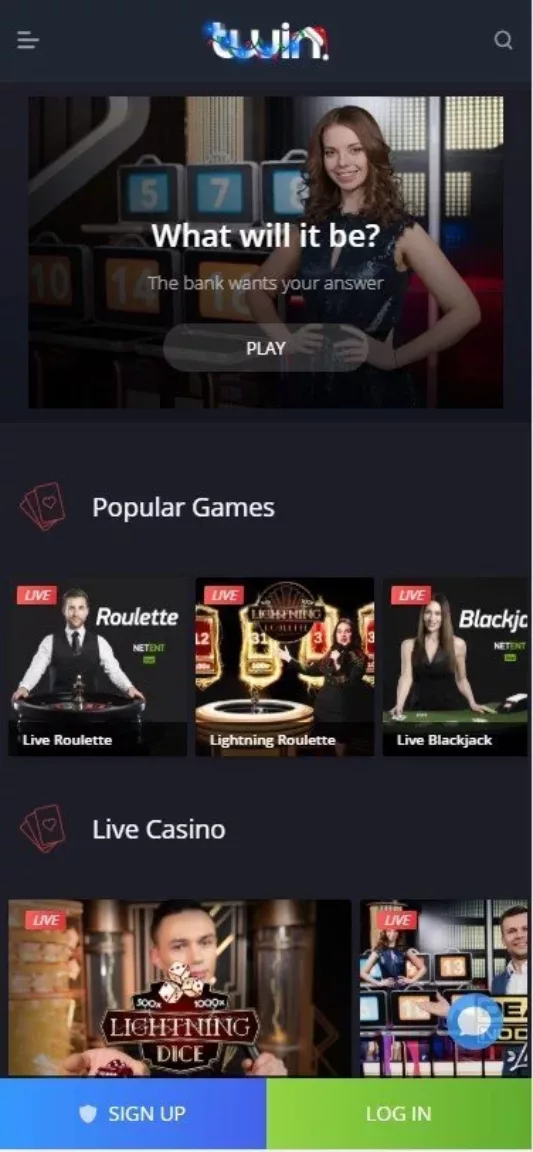 Twin Casino live casino screenshot