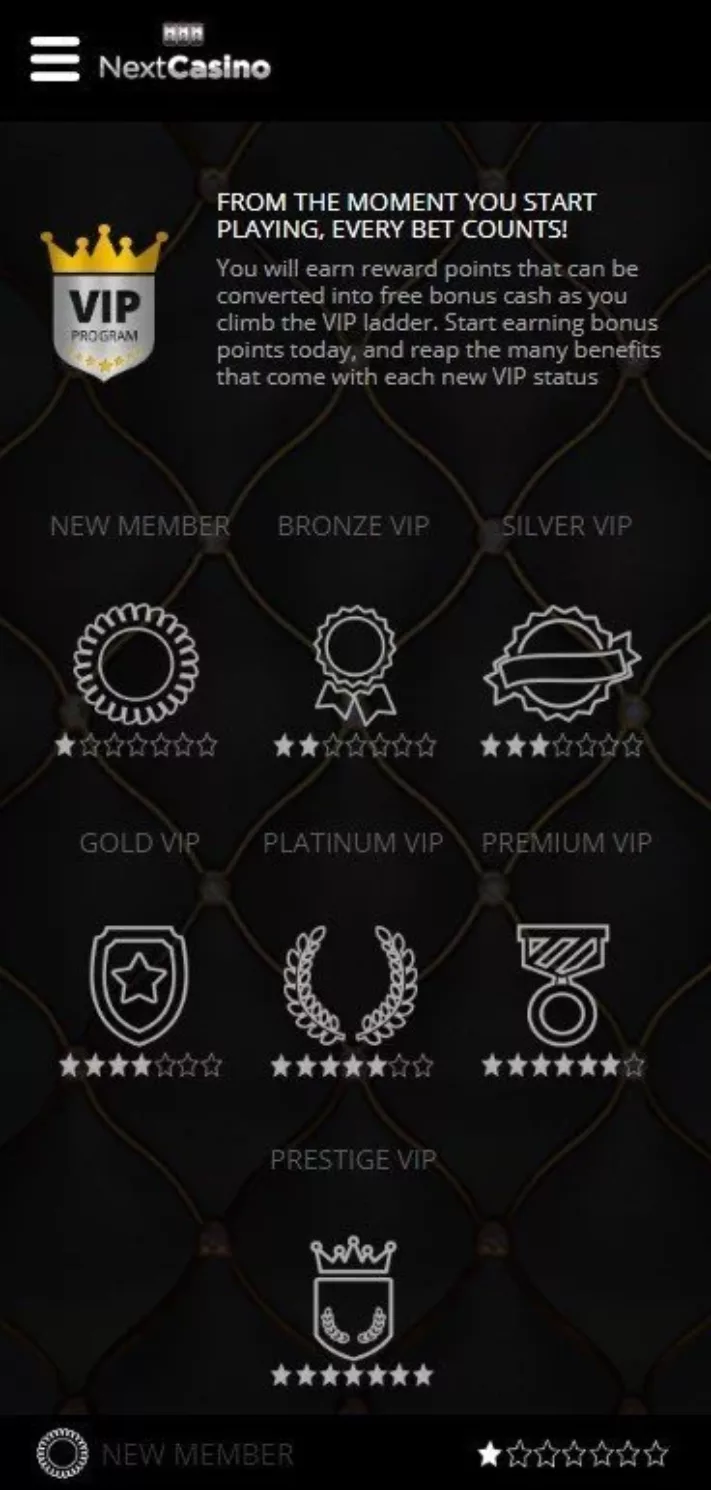 Next Casino VIP program