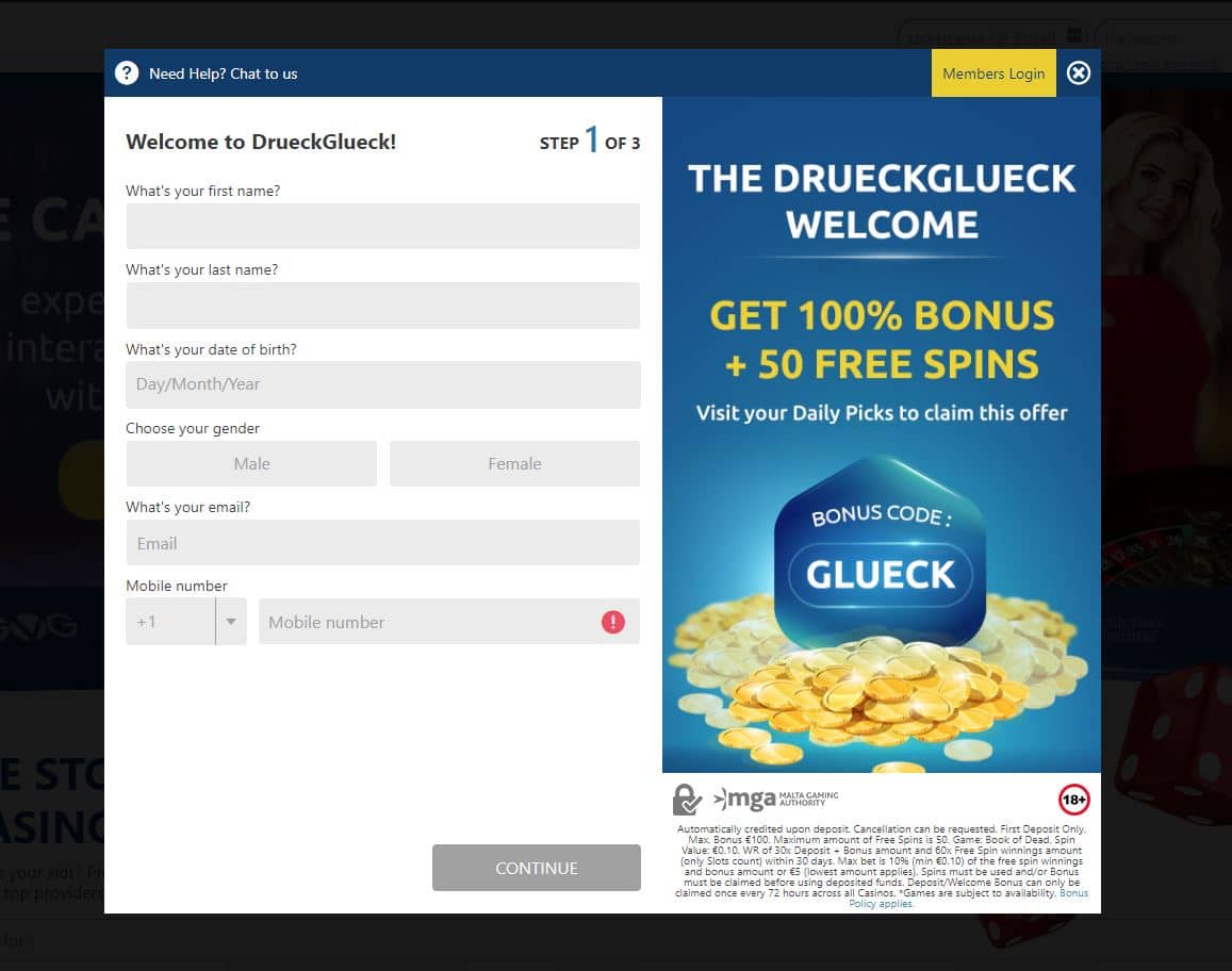 drueck glueck casino app login
