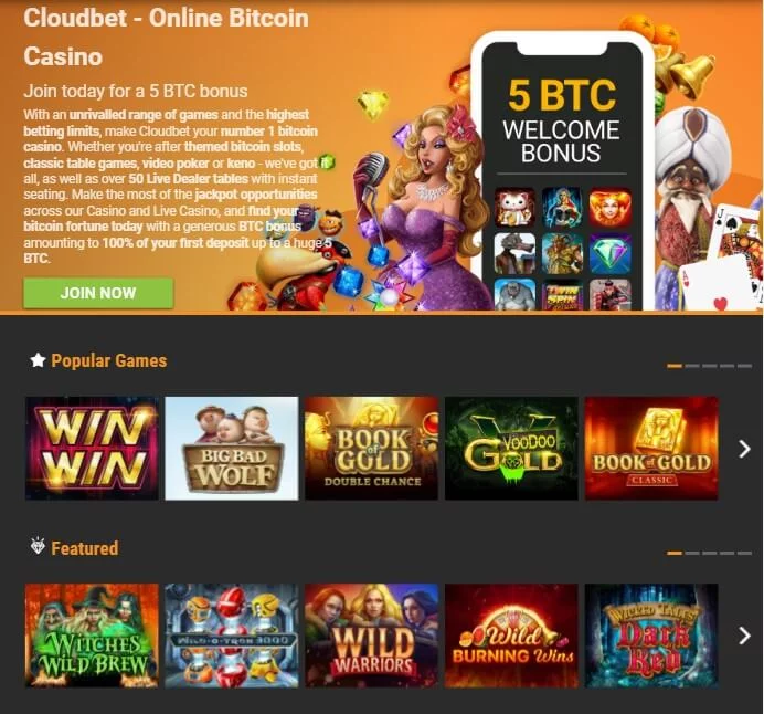 Cloudbet casino screenshot