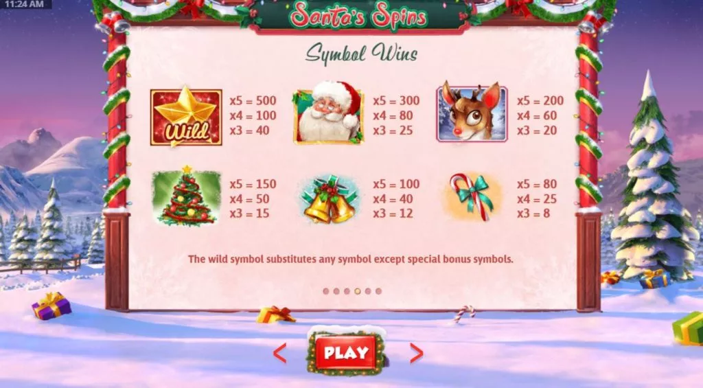 Santas Spin - Paytable