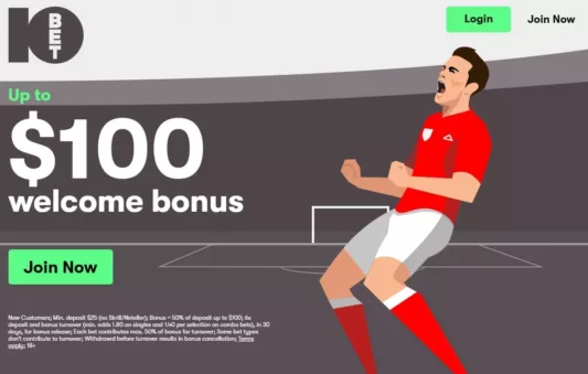 10 Bet Welcome Bonus page