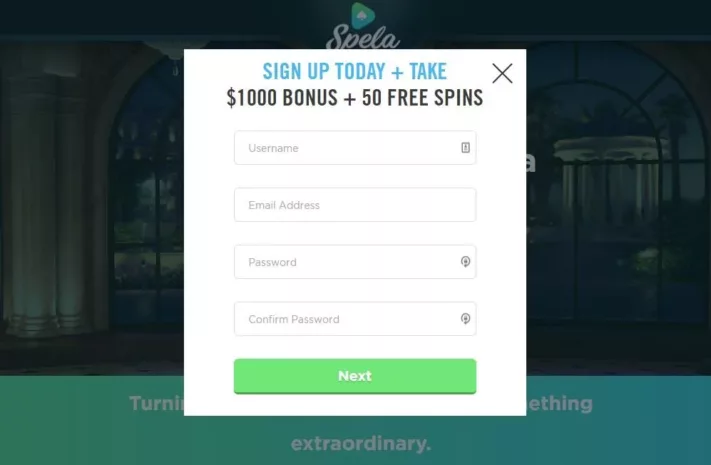 Spela Casino - Sign Up Screenshot