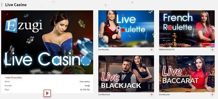 Zulabet live casino screenshot