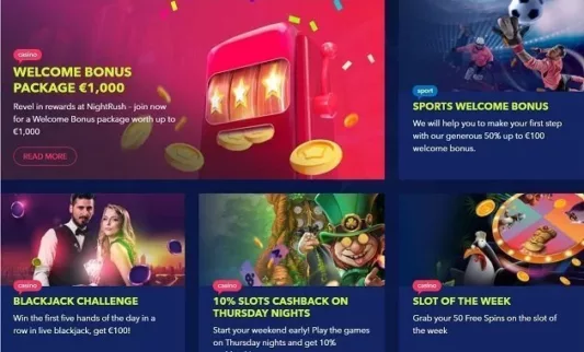 Nightrush offers and promotions page