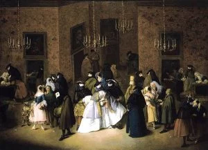 The Ridotto in Venice - a painting by Pietro Longhi