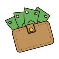 Wallet with money icon