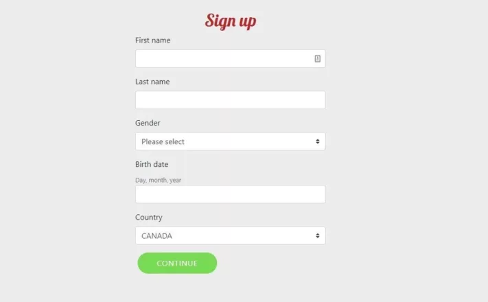 SpinStation sign up page