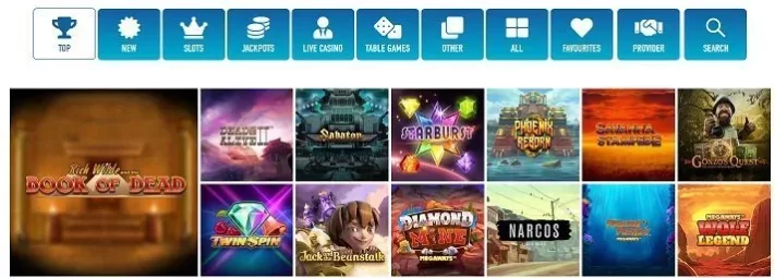 Slotnite Games Page Screenshot