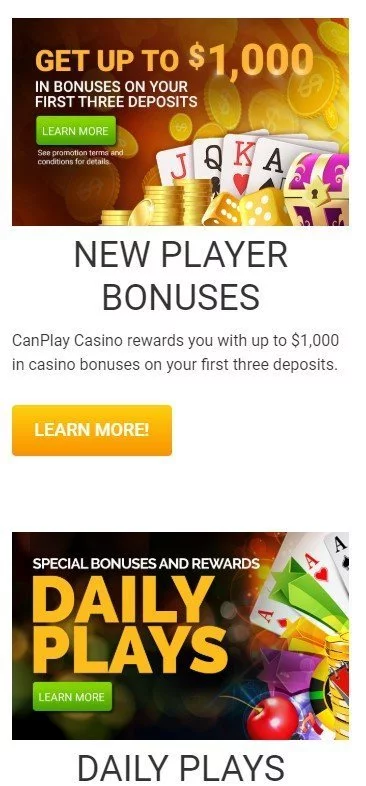 CanPlay Casino promotions page