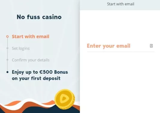 Simple Casino sign up page