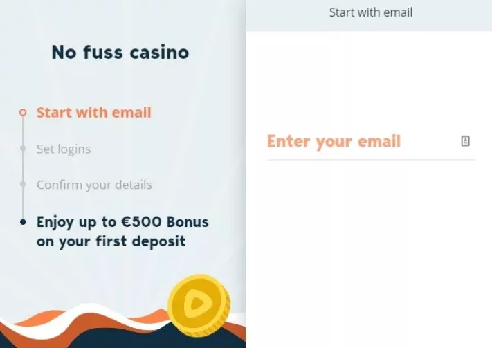 Simple Casino sign up page