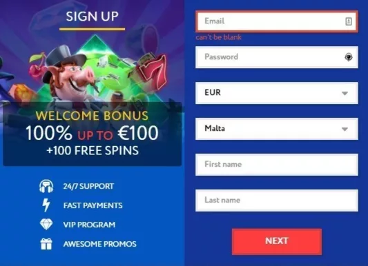 eu slot sign up screenshot
