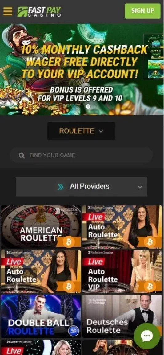 Fastpay Casino roulette