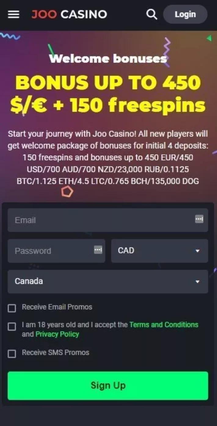 Joo Casino Welcome Bonus