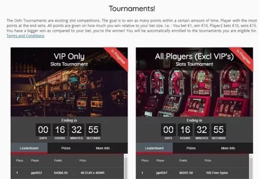 Oshi Casino Tournaments