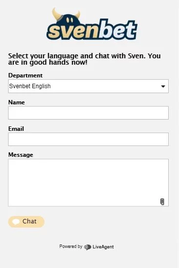 Svenbet Live Chat screenshot