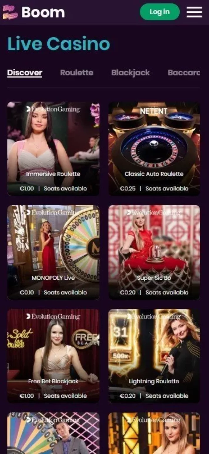 Boom Casino live casino