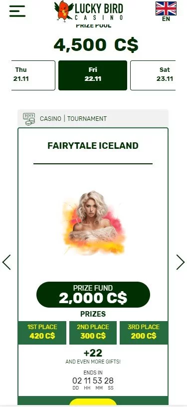 LuckyBird Casino Tournament Screenshot