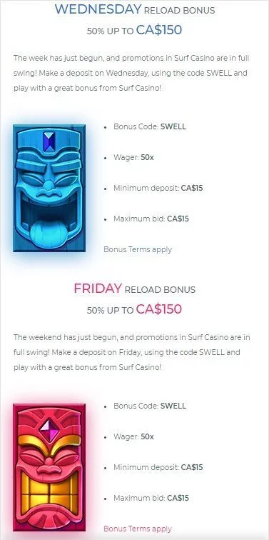 Surf Casino promotions