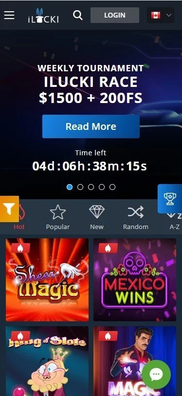 iLucki Casino homepage