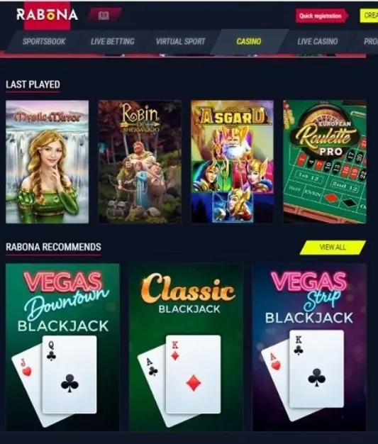 Rabona Casino games