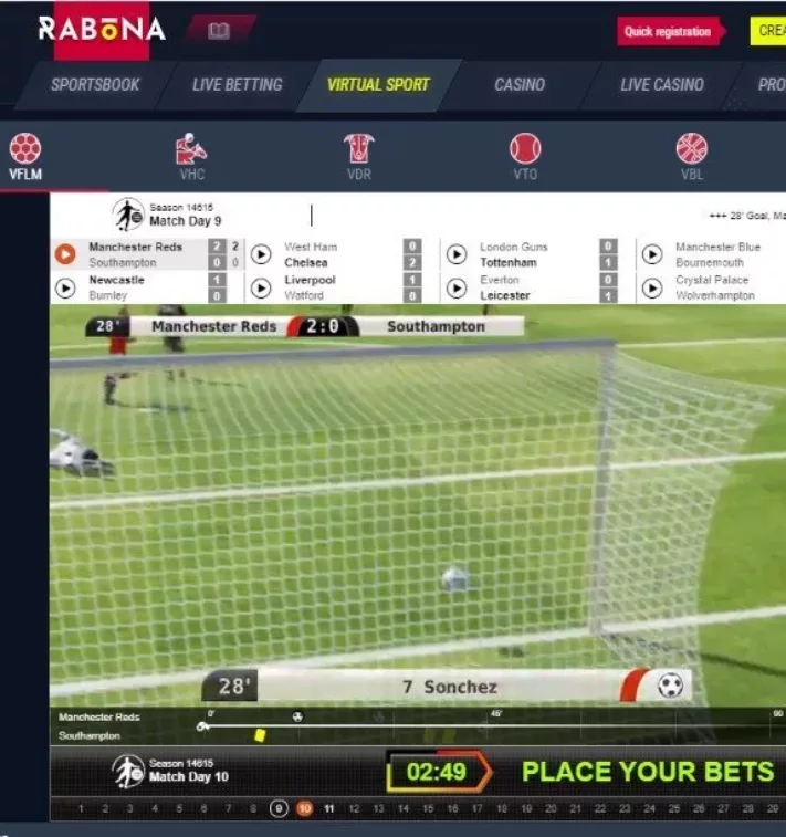 Rabona Casino virtual sport