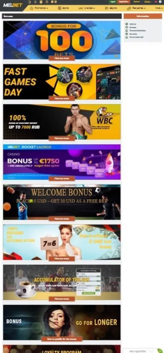 Melbet promotions list