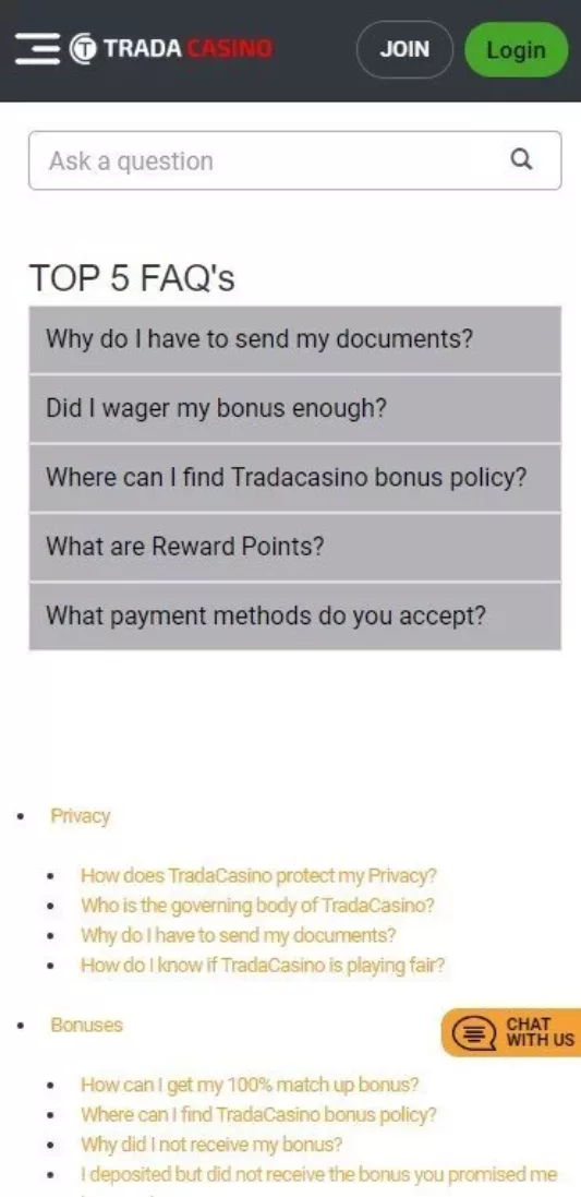 Trada Casino FAQs