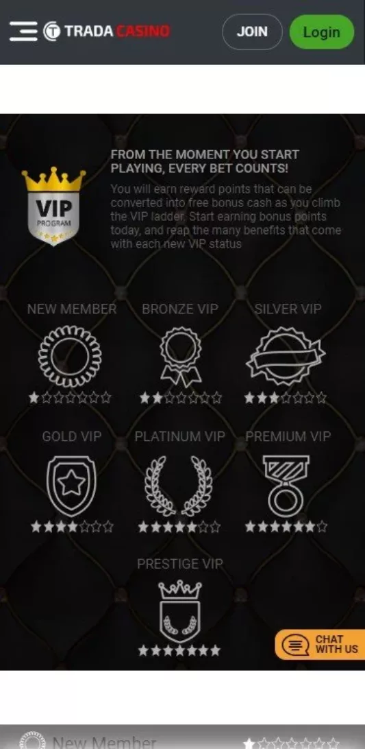 Trada Casino VIP program