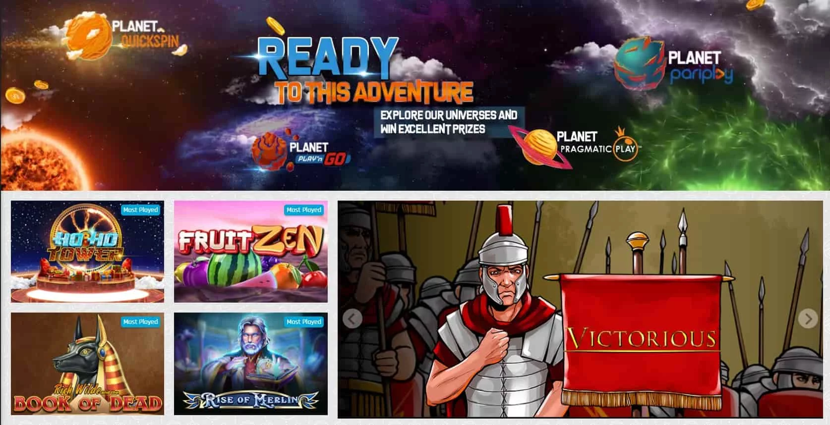 Universal Slots Casino Homepage Screenshot
