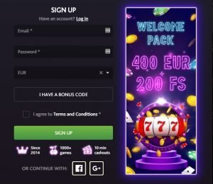 7Bit Casino sign up page
