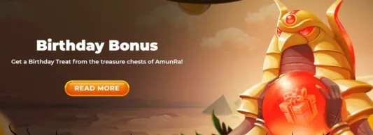 AmunRa Casino birthday bonus banner