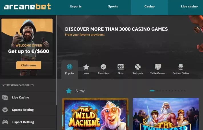 Arcanebet slot games screenshot