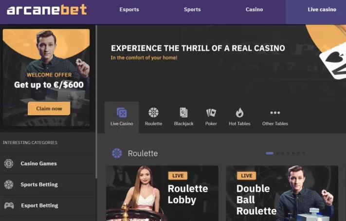 Arcanebet slot live casino