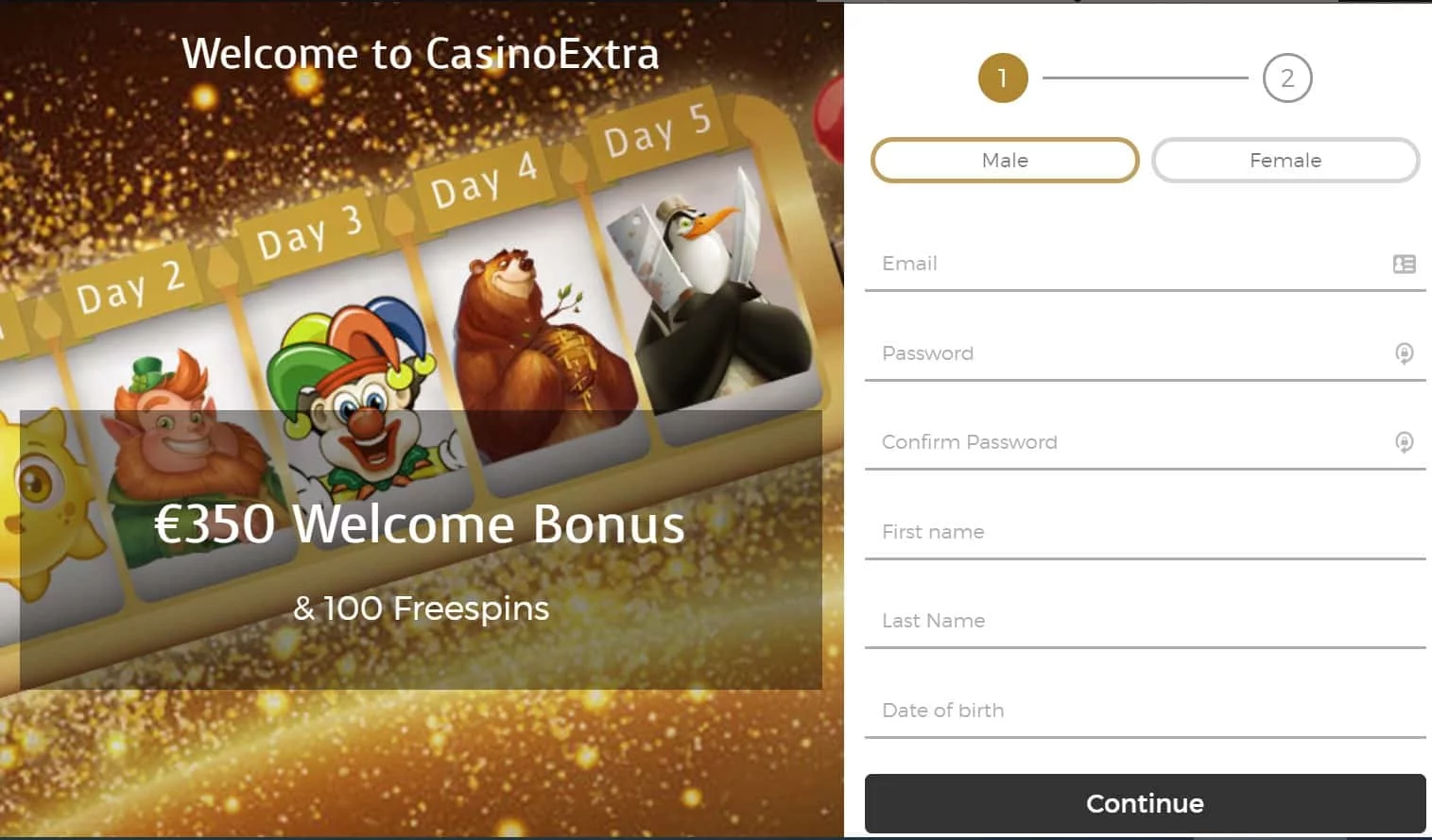 Casino Extra Sign Up Page