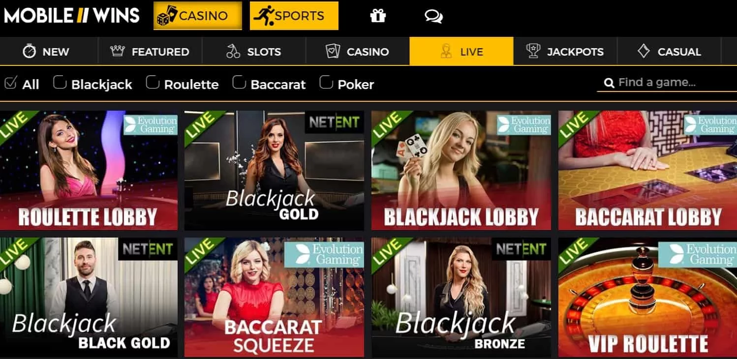 Mobile Wins Live Casino-min