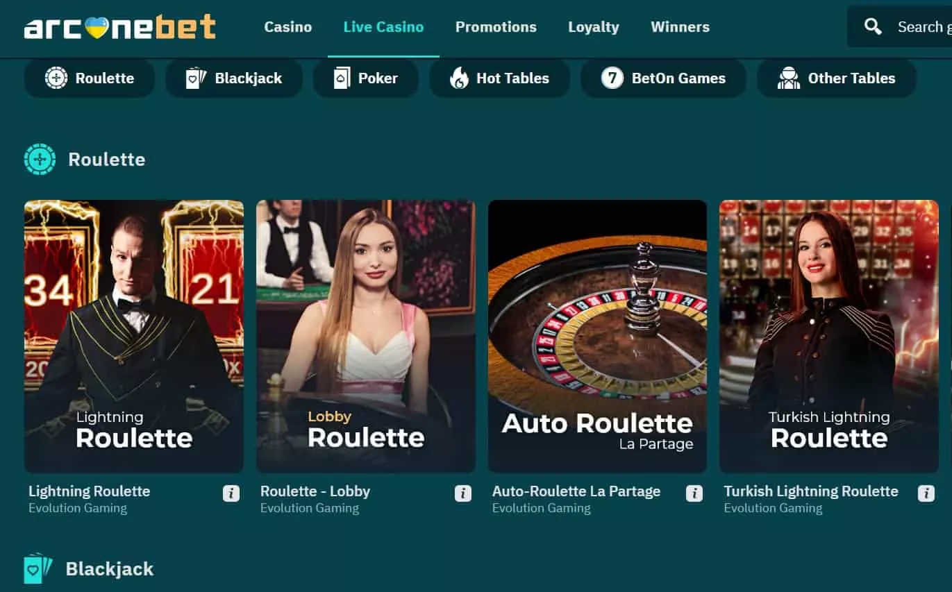 arcanebet casino live games