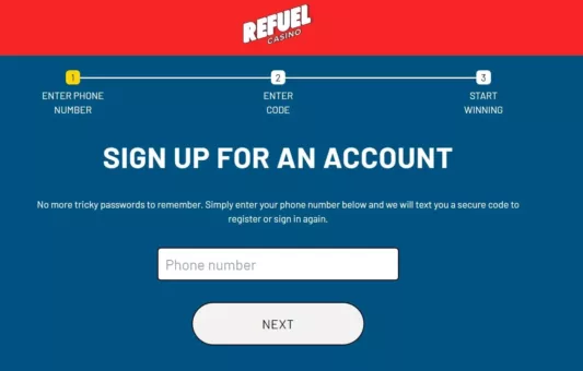 refuel casino sign up page