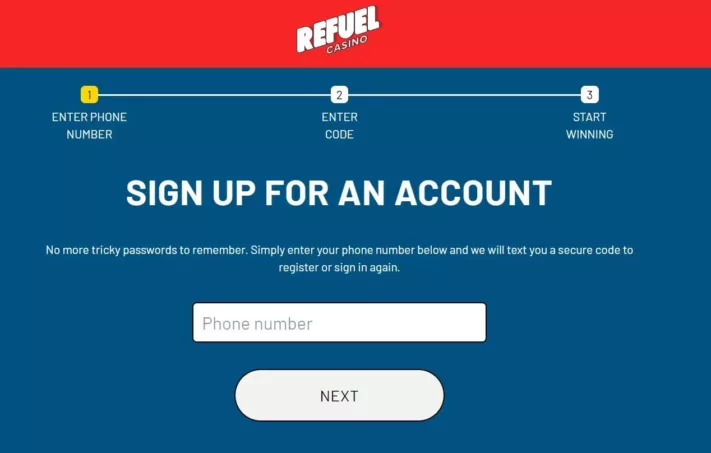 refuel casino sign up page