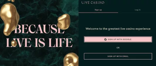 Live Casino sign up-min