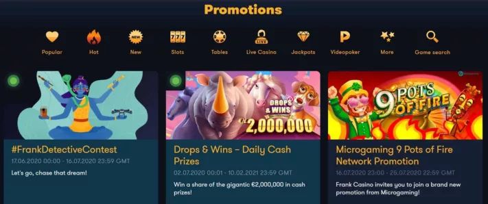 frank casino promotions