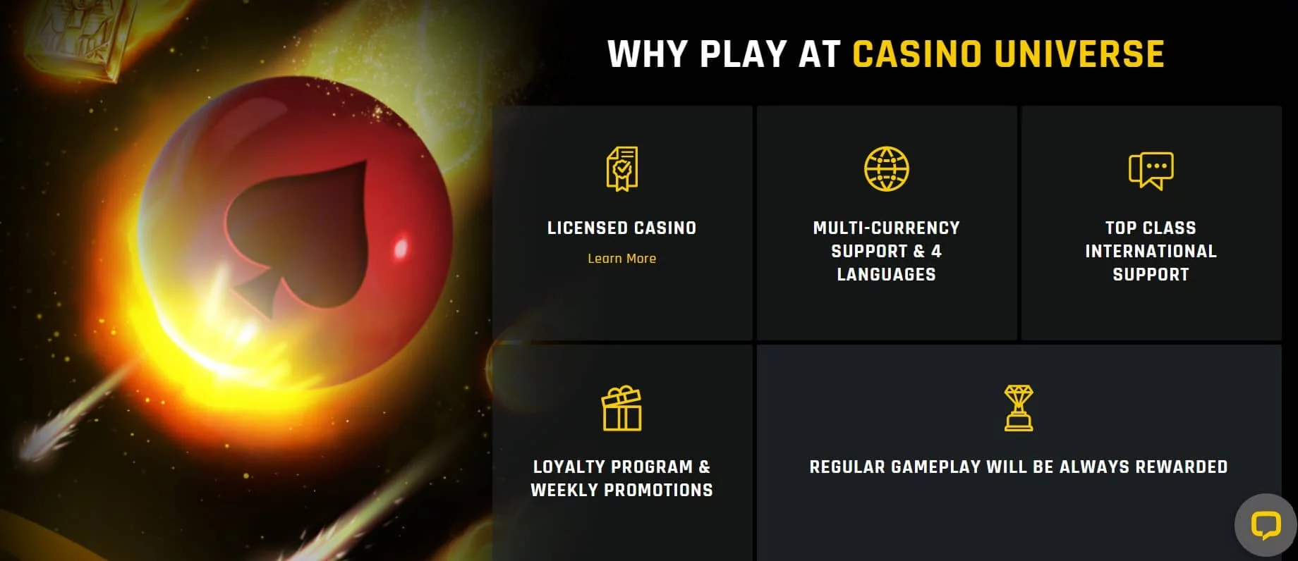 casino universe selling points-min