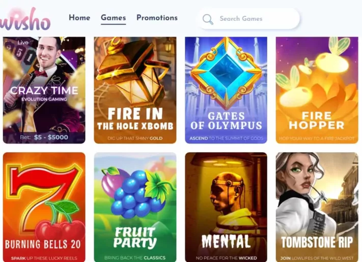 wisho casino games