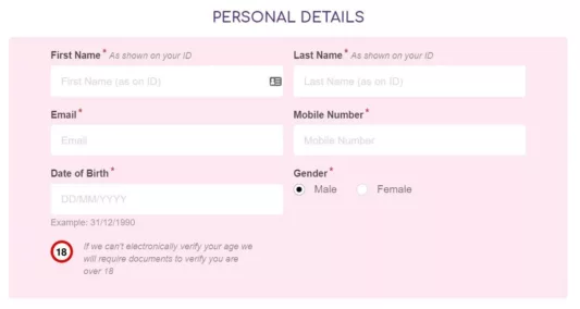 pink casino login