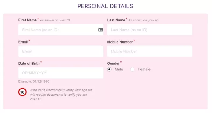 pink casino login