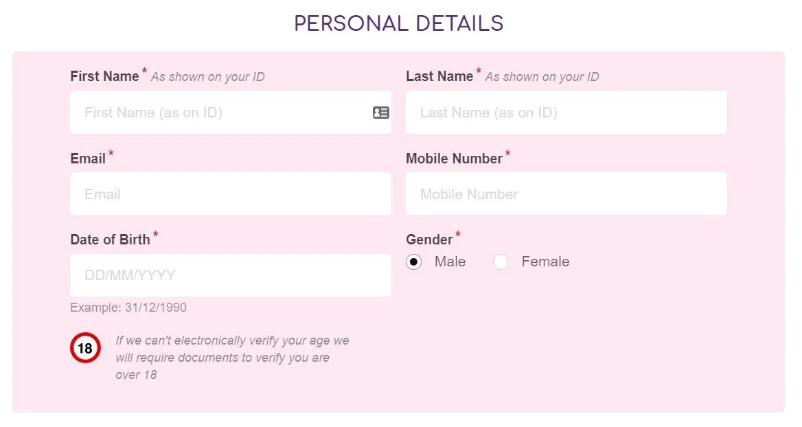 pink casino login
